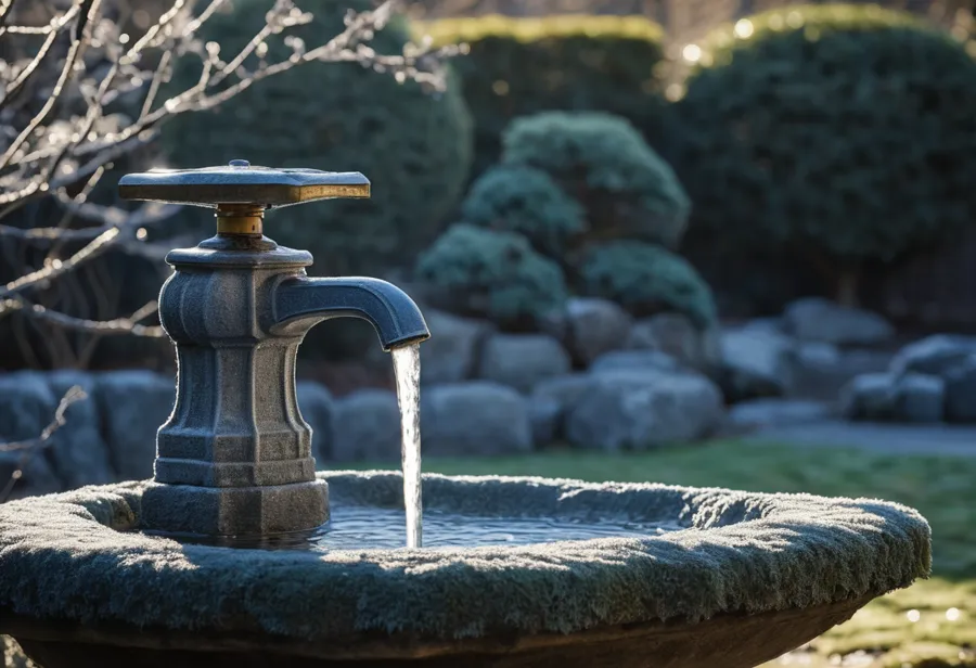 凍てつく朝の立水栓（イメージ）