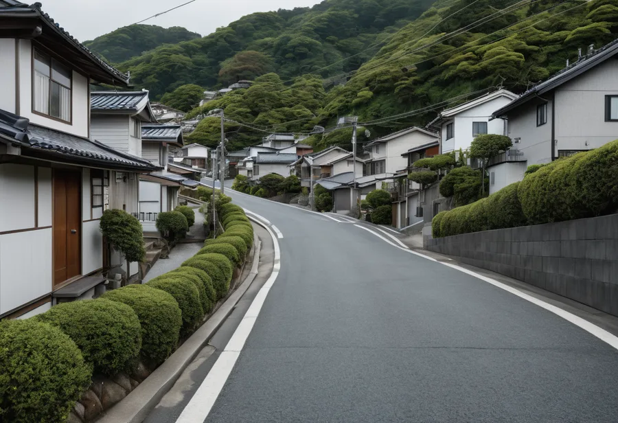 坂に沿って家がならぶ東濃の街並み（イメージ）